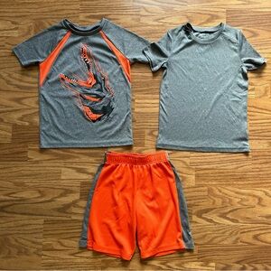 Lot 3pc Jumping Beans Active Boys Size 6 Short Sleeve Shirts Mesh Shorts EUC!